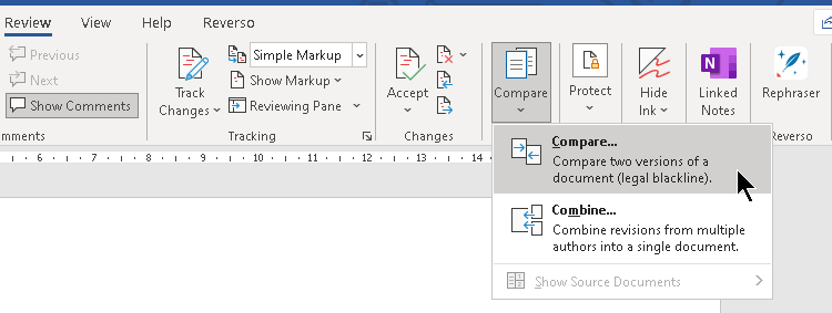 How to compare two Word documents for differences