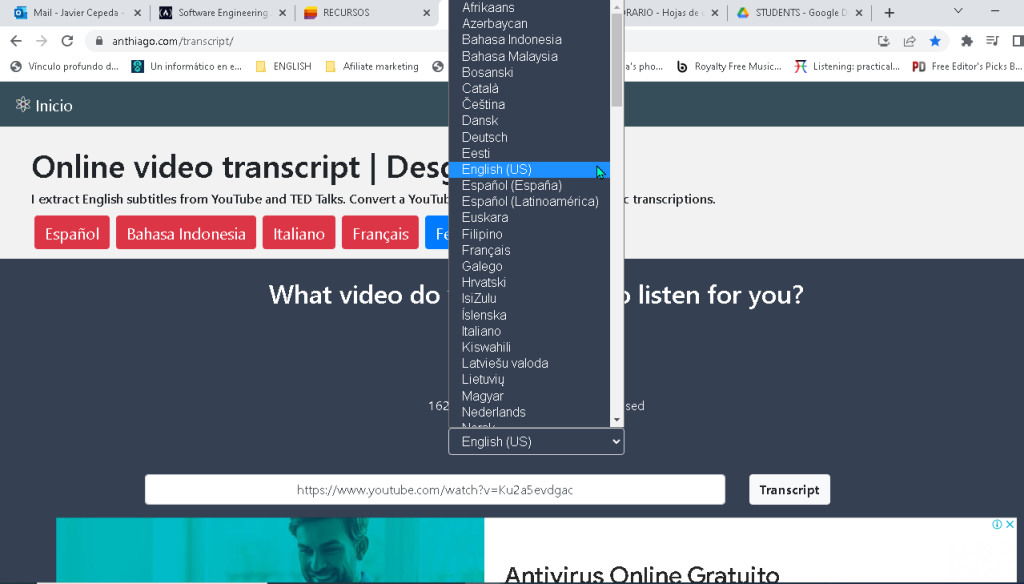 Transcribe Video or Audio to text free